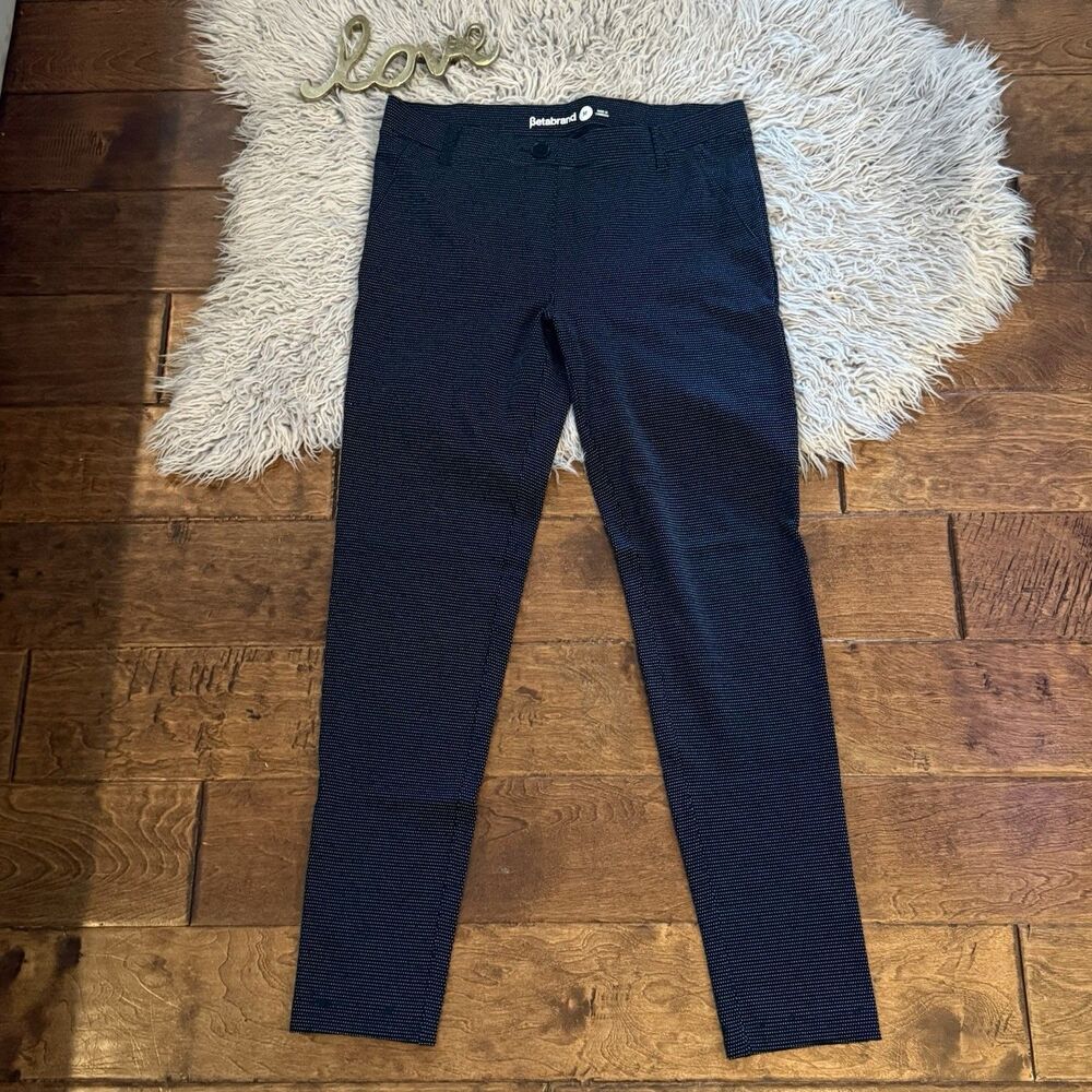Betabrand Womens Pants Size Medium Black Petite Dot Pattern Stretch Workwear